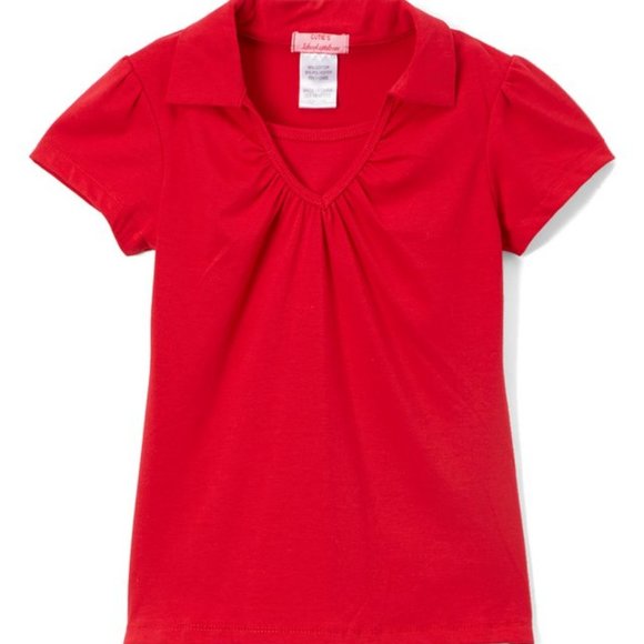 NWT CUTIE'S FASHION UNIFORM RED V-NECK SHORT SLEEVE POLO SHIRT 4 - Picture 2 of 5